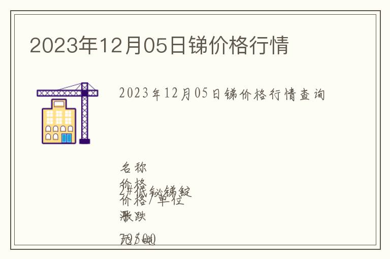2023年12月05日銻價格行情