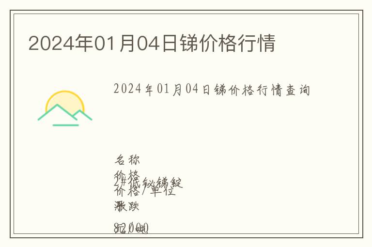 2024年01月04日銻價格行情