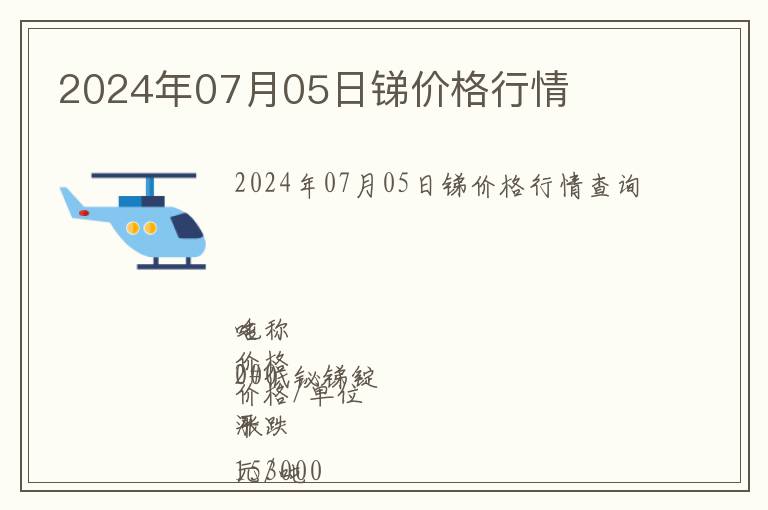 2024年07月05日銻價格行情