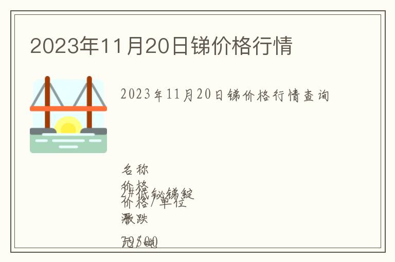 2023年11月20日銻價(jià)格行情
