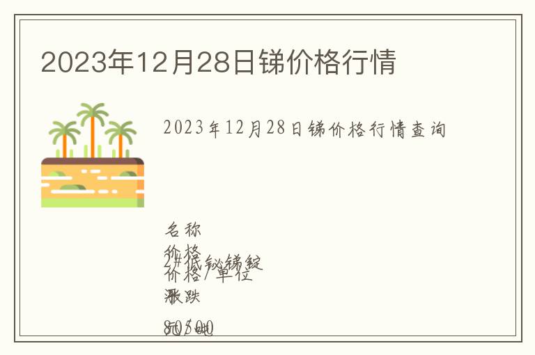 2023年12月28日銻價(jià)格行情