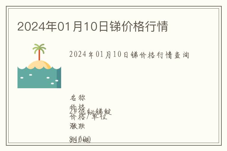 2024年01月10日銻價格行情