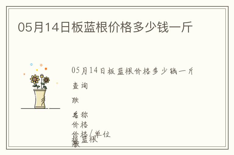 05月14日板藍根價格多少錢一斤