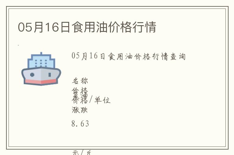 05月16日食用油價格行情