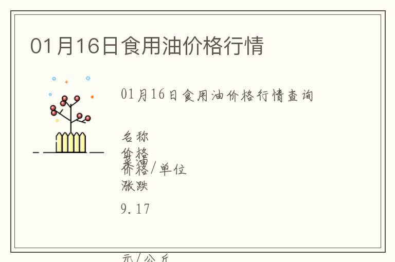 01月16日食用油價格行情