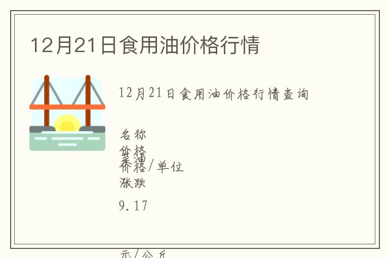 12月21日食用油價(jià)格行情