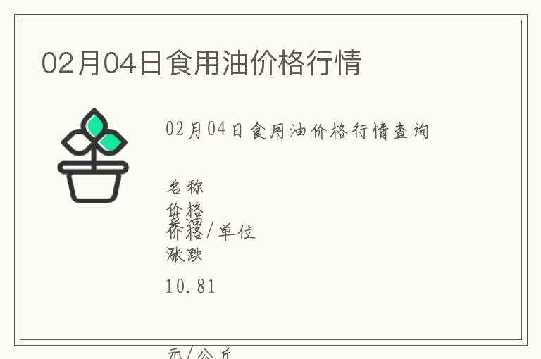 02月04日食用油價格行情