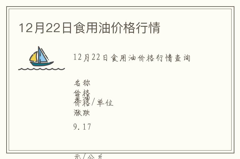 12月22日食用油價格行情