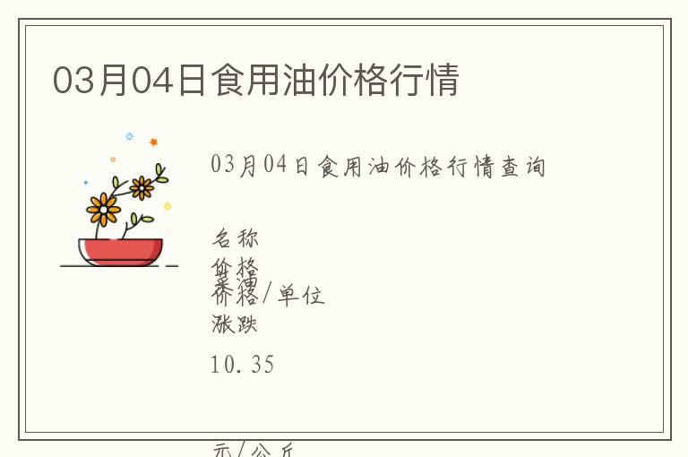 03月04日食用油價格行情