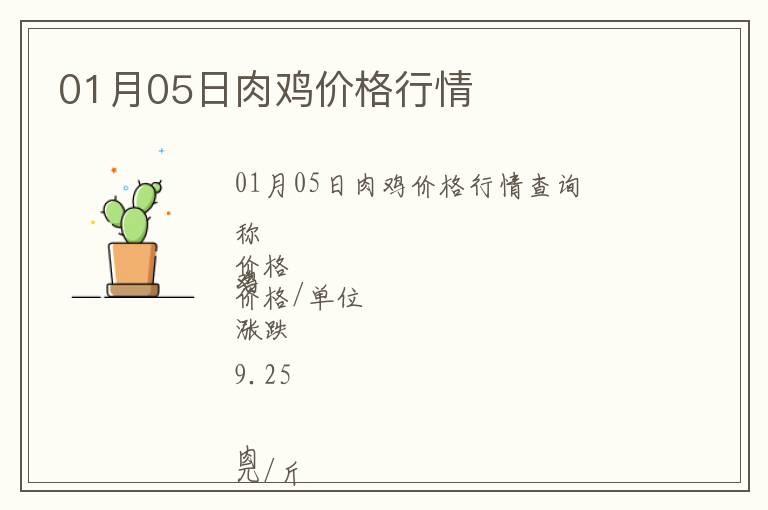 01月05日肉雞價格行情