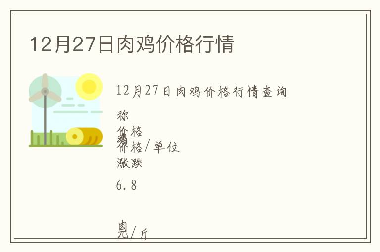 12月27日肉雞價格行情