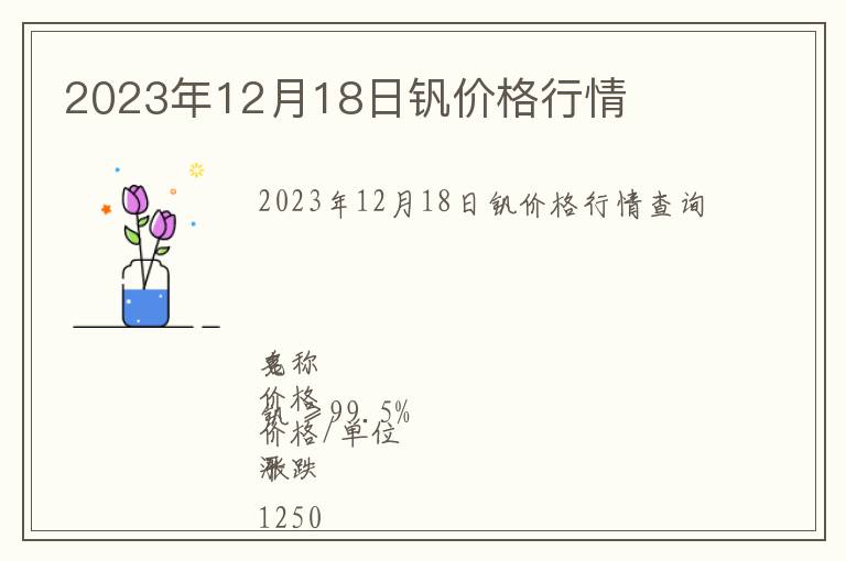 2023年12月18日釩價(jià)格行情