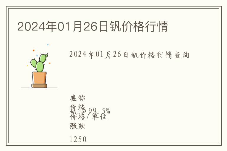 2024年01月26日釩價格行情