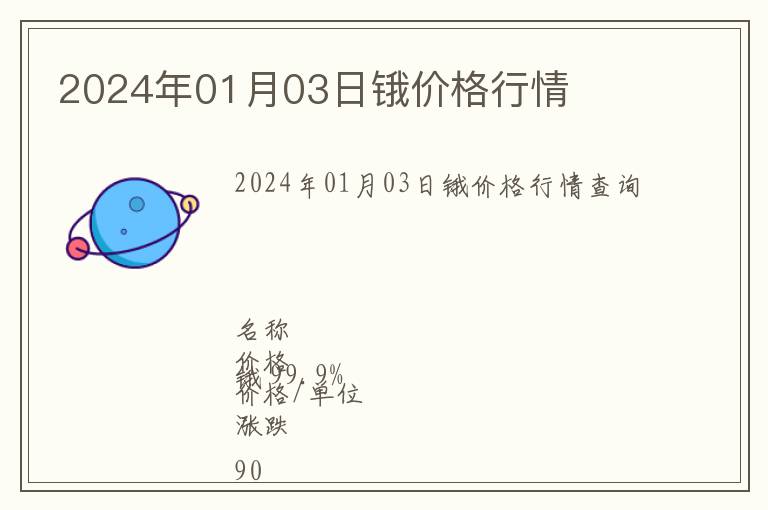 2024年01月03日鋨價(jià)格行情
