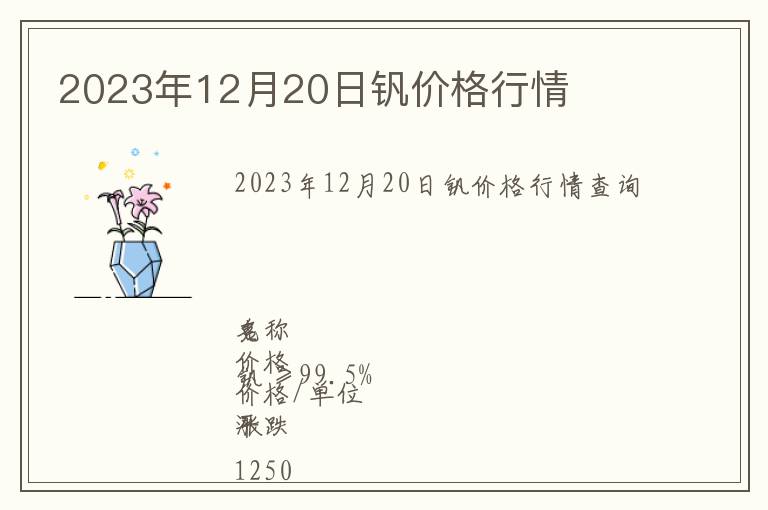 2023年12月20日釩價格行情