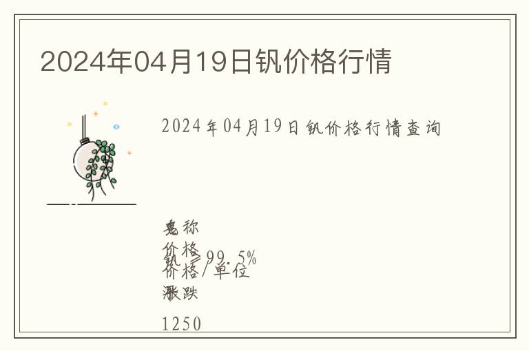 2024年04月19日釩價格行情