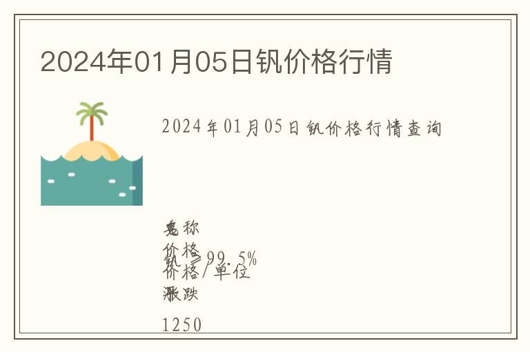 2024年01月05日釩價格行情