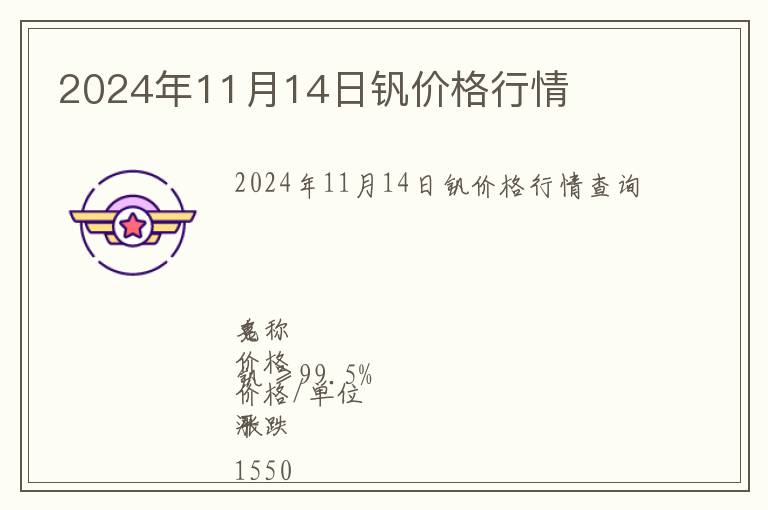 2024年11月14日釩價格行情
