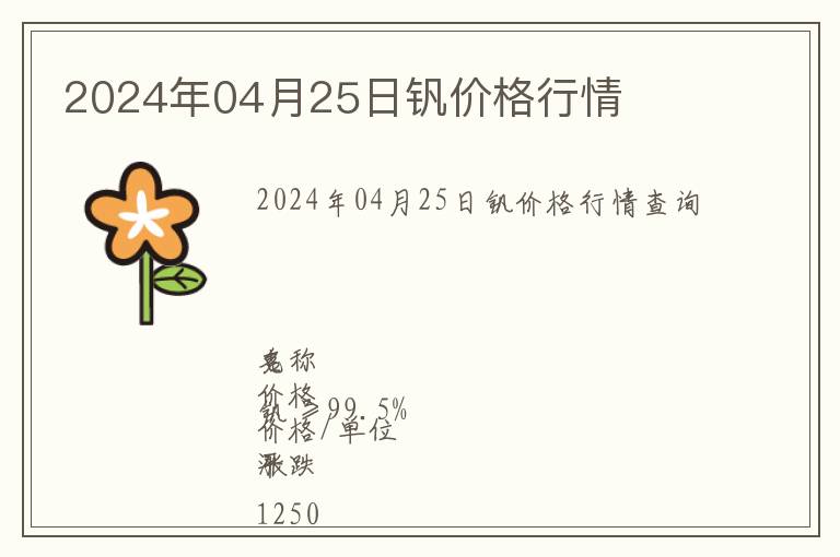 2024年04月25日釩價格行情