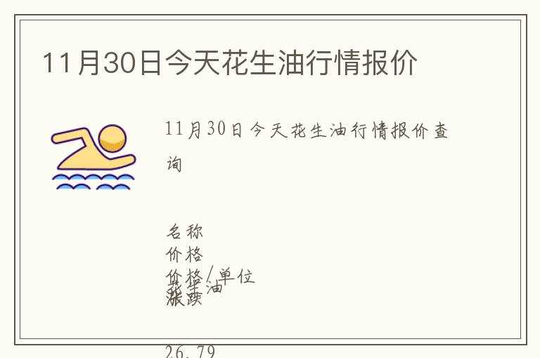 11月30日今天花生油行情報價
