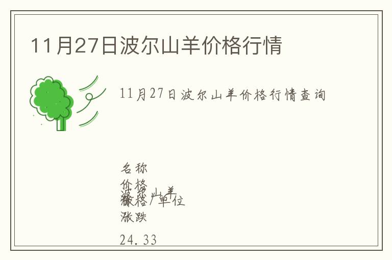 11月27日波爾山羊價格行情