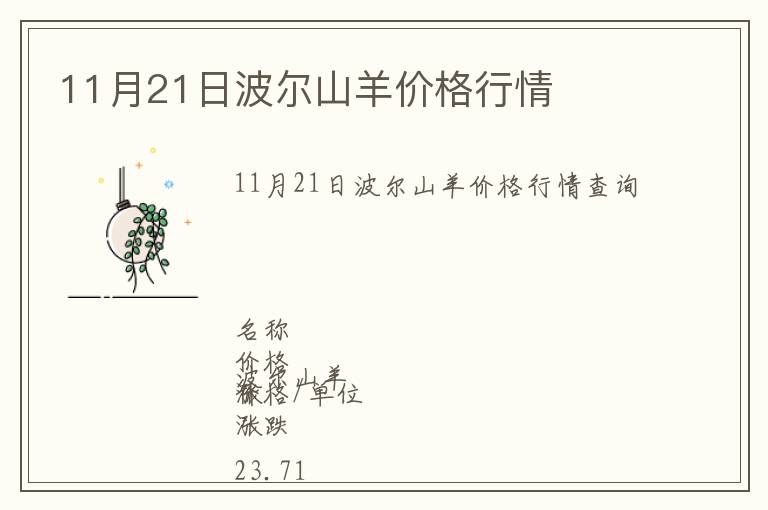 11月21日波爾山羊價(jià)格行情