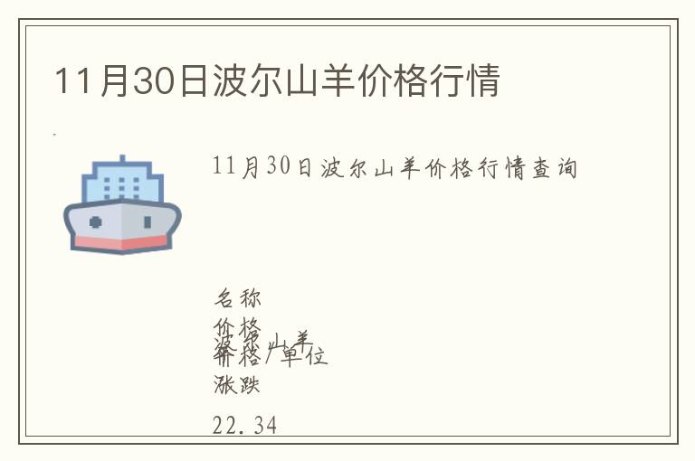11月30日波爾山羊價格行情