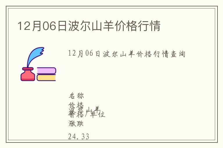 12月06日波爾山羊價格行情