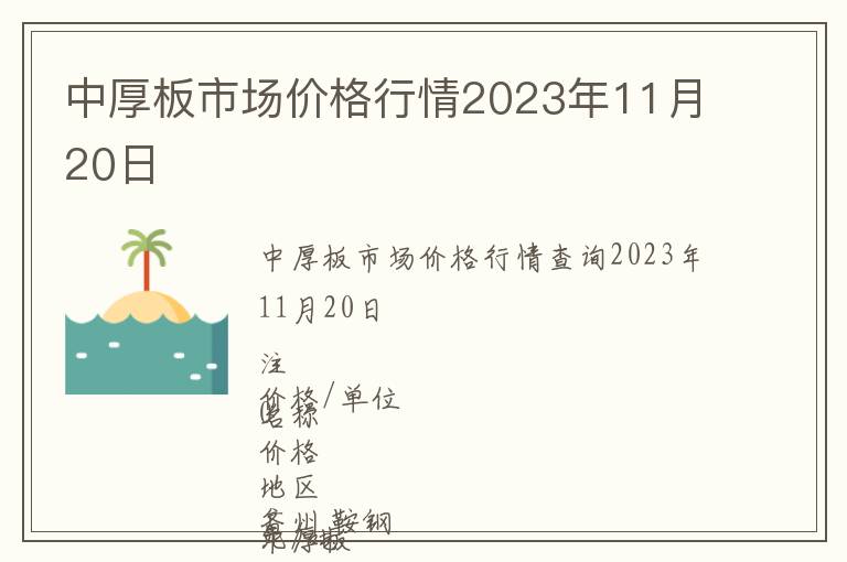 中厚板市場價格行情2023年11月20日