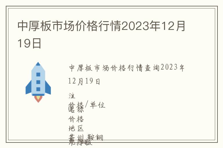 中厚板市場價格行情2023年12月19日