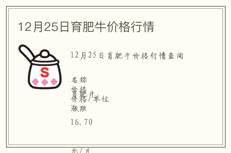 12月25日育肥牛價格行情