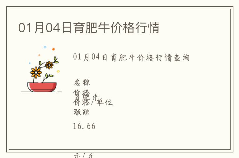 01月04日育肥牛價格行情