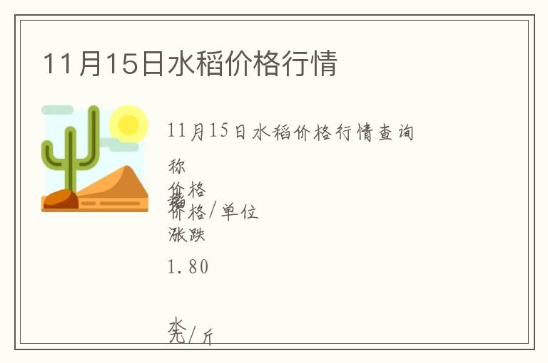 11月15日水稻價格行情