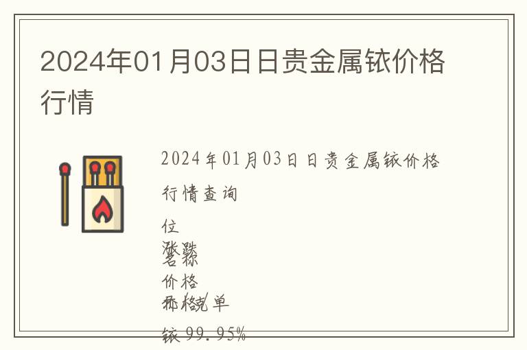 2024年01月03日日貴金屬銥價格行情