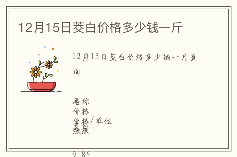 12月15日茭白價格多少錢一斤