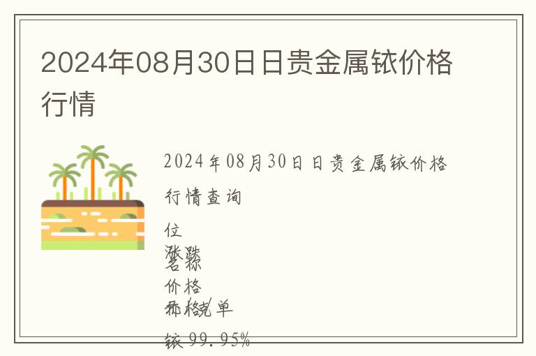 2024年08月30日日貴金屬銥價格行情