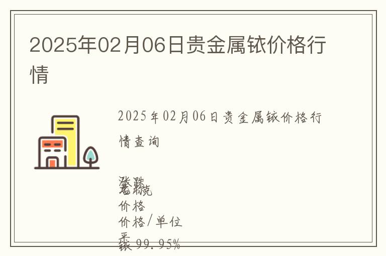 2025年02月06日貴金屬銥價格行情