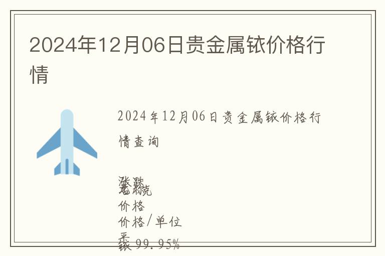 2024年12月06日貴金屬銥價格行情