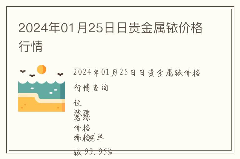 2024年01月25日日貴金屬銥價格行情