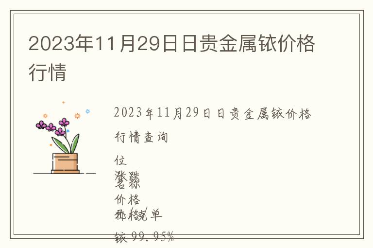 2023年11月29日日貴金屬銥價格行情