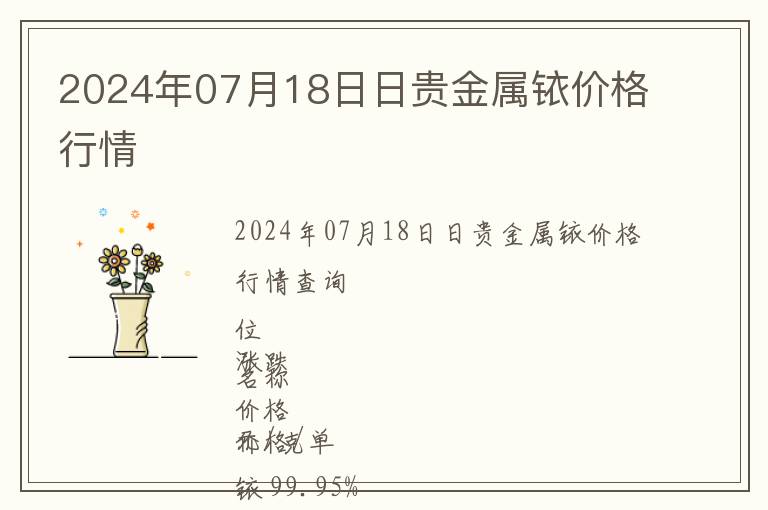 2024年07月18日日貴金屬銥價格行情