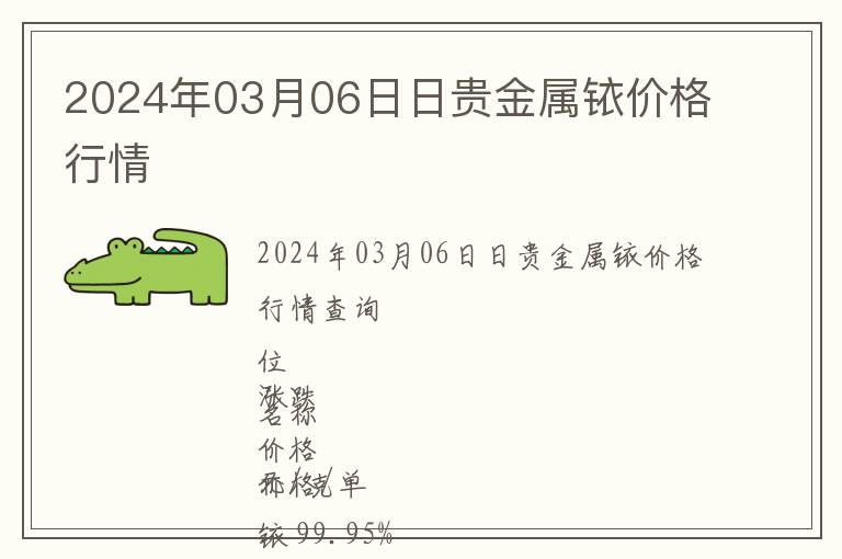 2024年03月06日日貴金屬銥價格行情