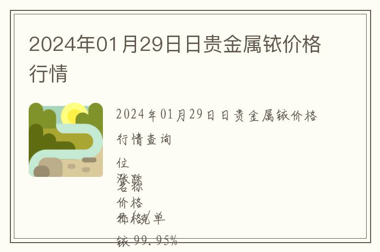 2024年01月29日日貴金屬銥價格行情