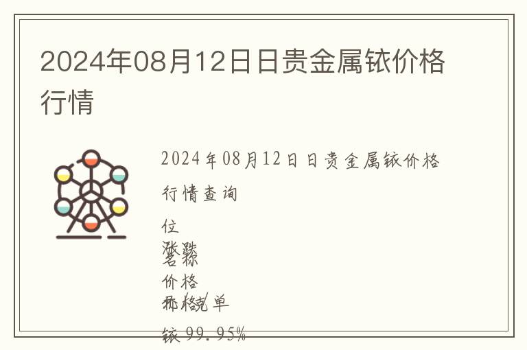 2024年08月12日日貴金屬銥價格行情