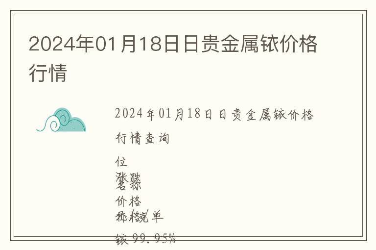2024年01月18日日貴金屬銥價格行情