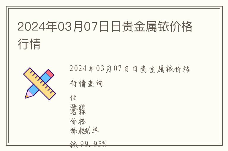 2024年03月07日日貴金屬銥價格行情