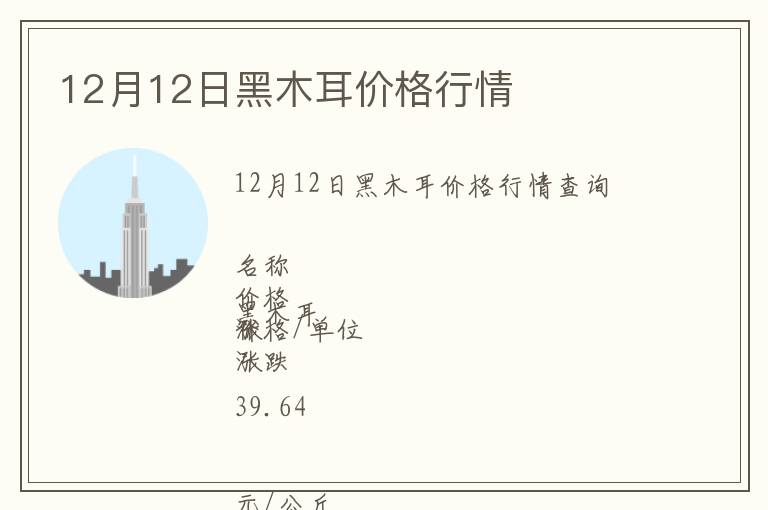12月12日黑木耳價格行情