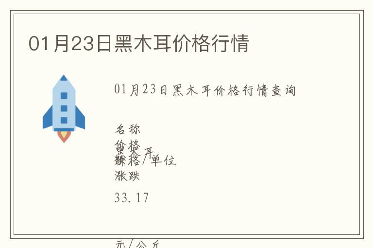 01月23日黑木耳價(jià)格行情