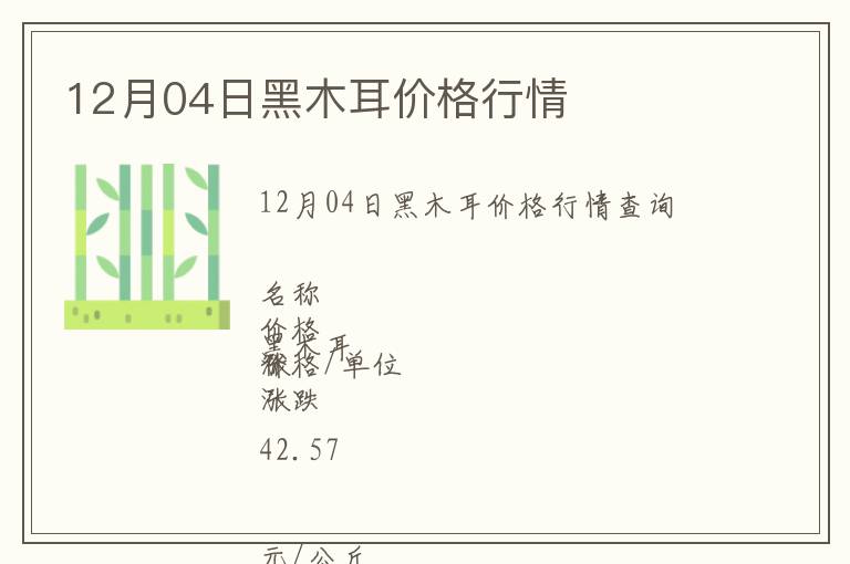 12月04日黑木耳價格行情