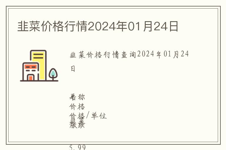 韭菜價格行情2024年01月24日